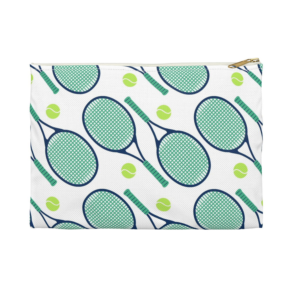 Tennis Small Flat Zip Pouch - Single Initial