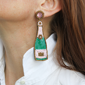 Champagne Bottle Beaded Earrings