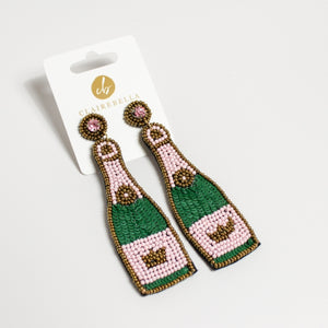 Champagne Bottle Beaded Earrings