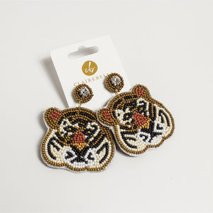 Tiger Beaded Earrings