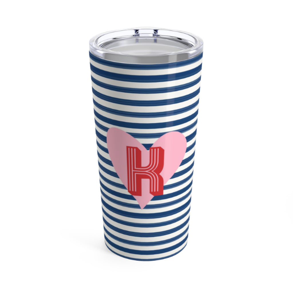 Stripes & Heart Blue Tumbler