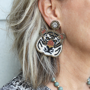 Tiger Beaded Earrings