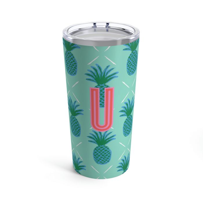 Pineapple Single Initial Large Tumbler