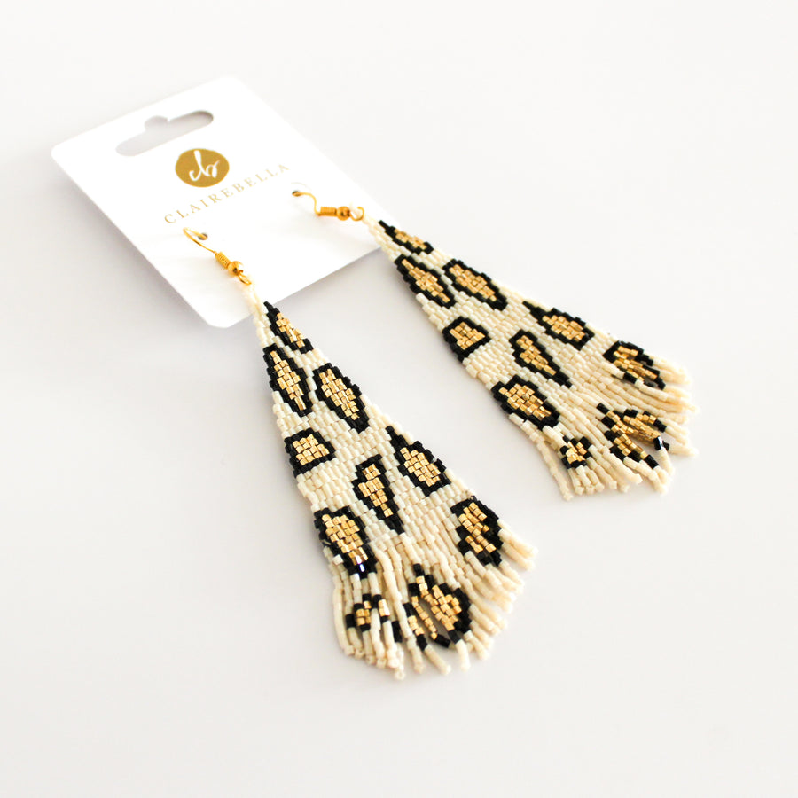 Leopard Spot Fringe Earrings